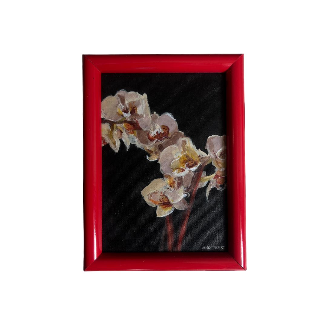 “orchids, in red" Framed Painting