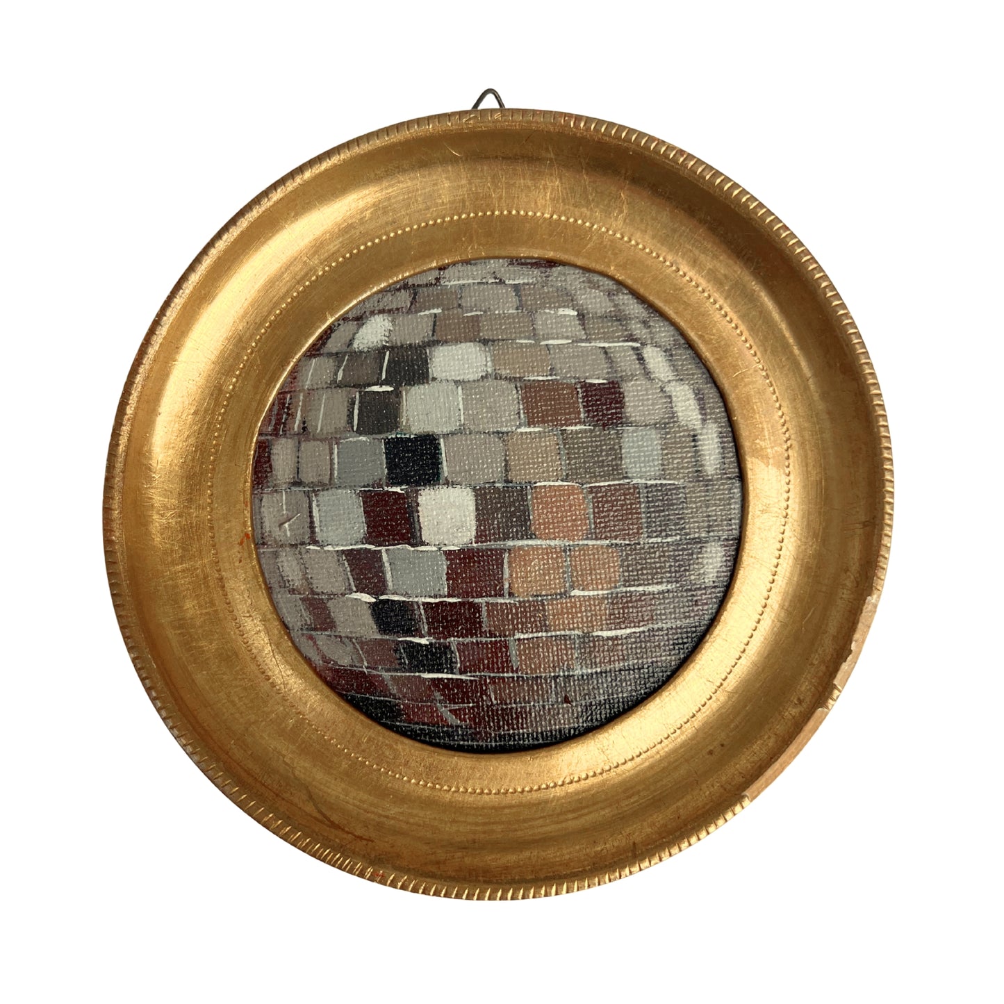"grigio caldo II" Framed Original Disco Ball Painting