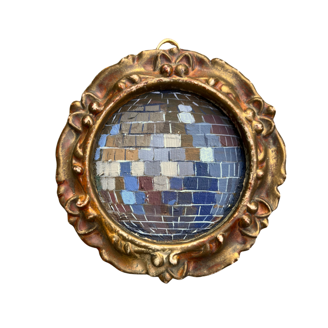 “terra d'ombra II” Framed Original Disco Ball Painting