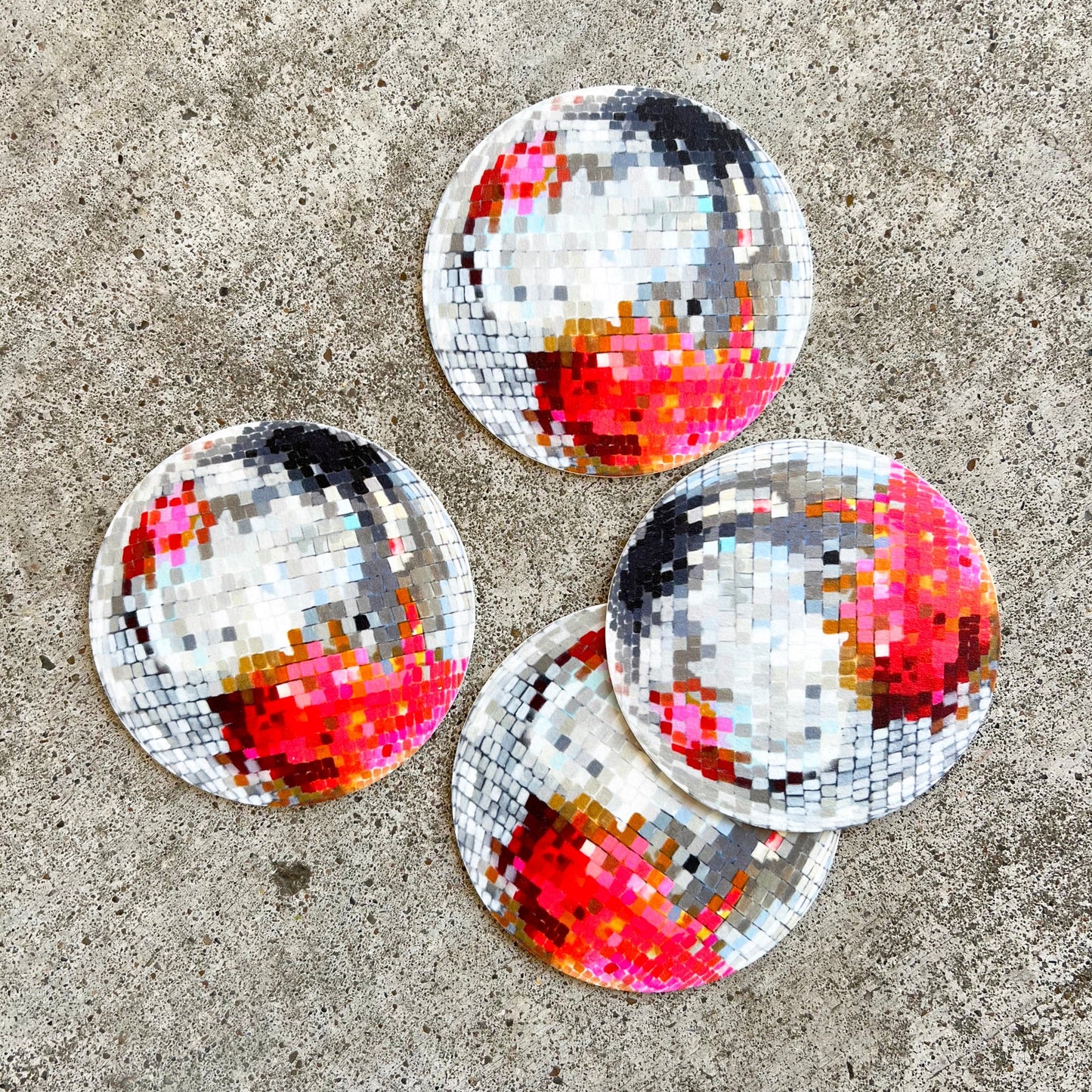 "Pink Lady" Disco Ball Coasters