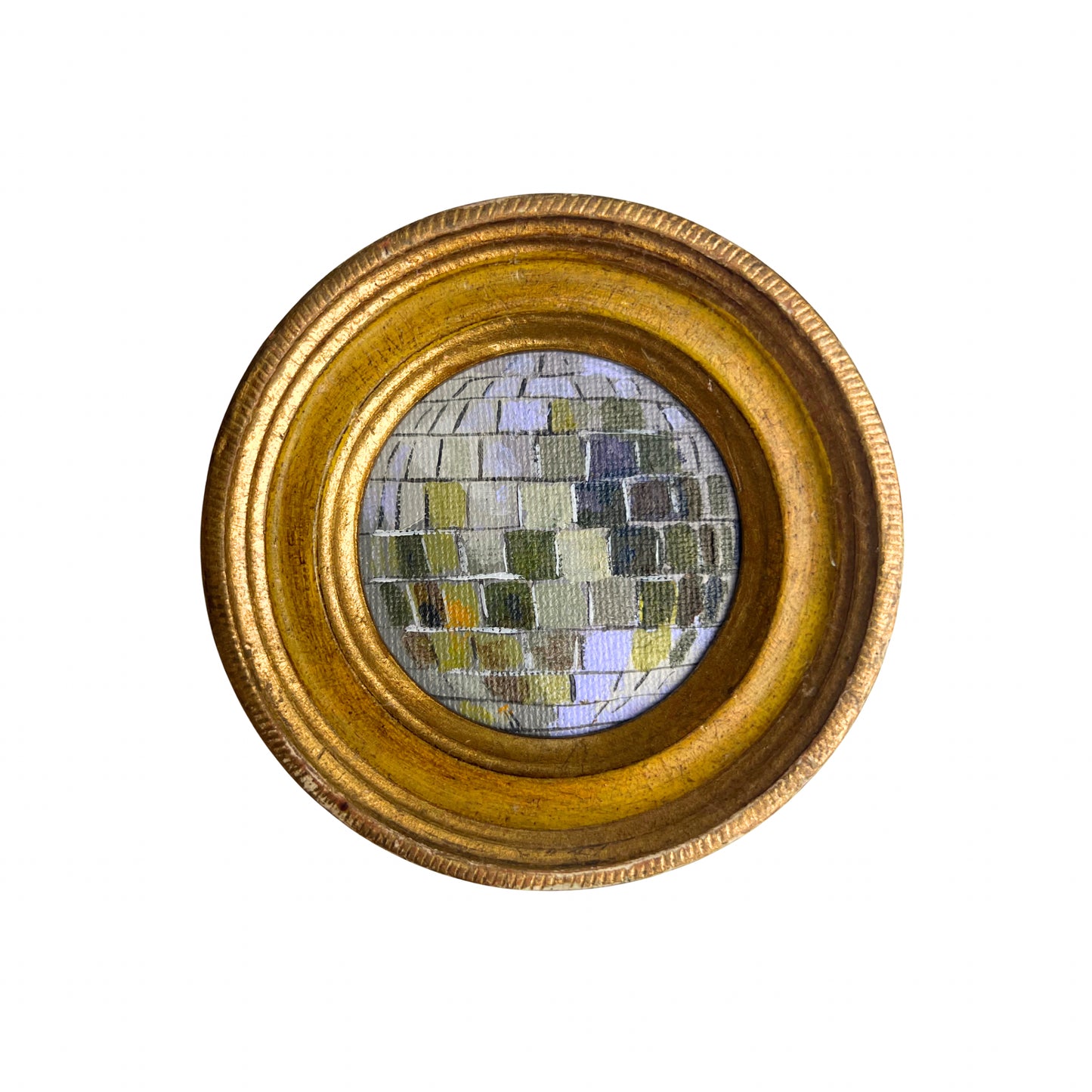 "festa in giardino II" Framed Original Disco Ball Painting