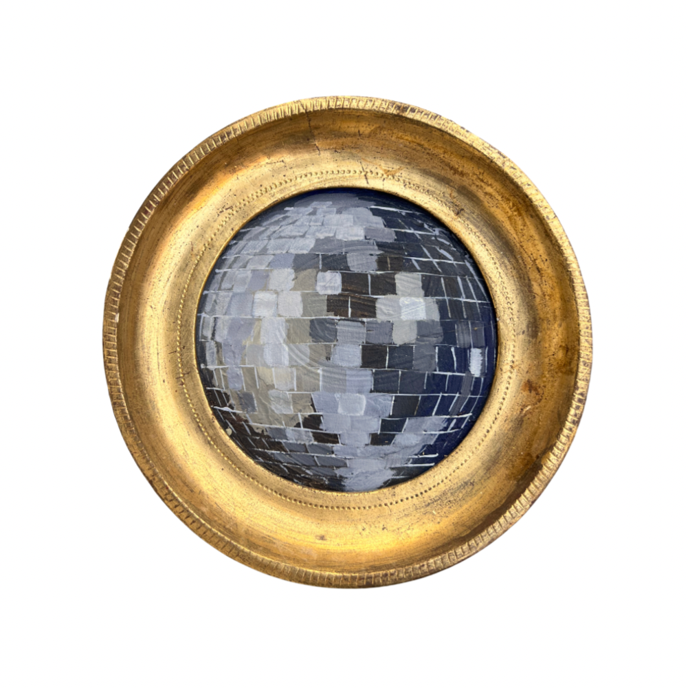 “fumo negli occhi III" Framed Original Disco Ball Painting