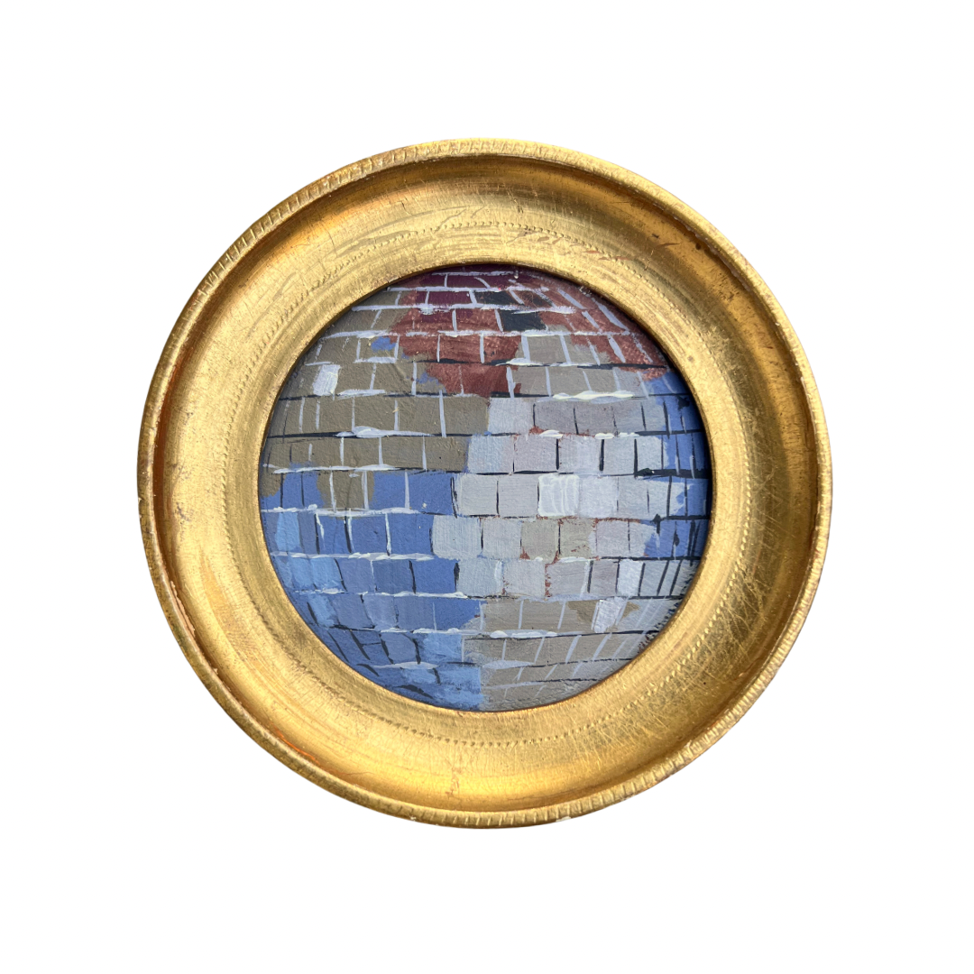“terracotta blu" Framed Original Disco Ball Painting