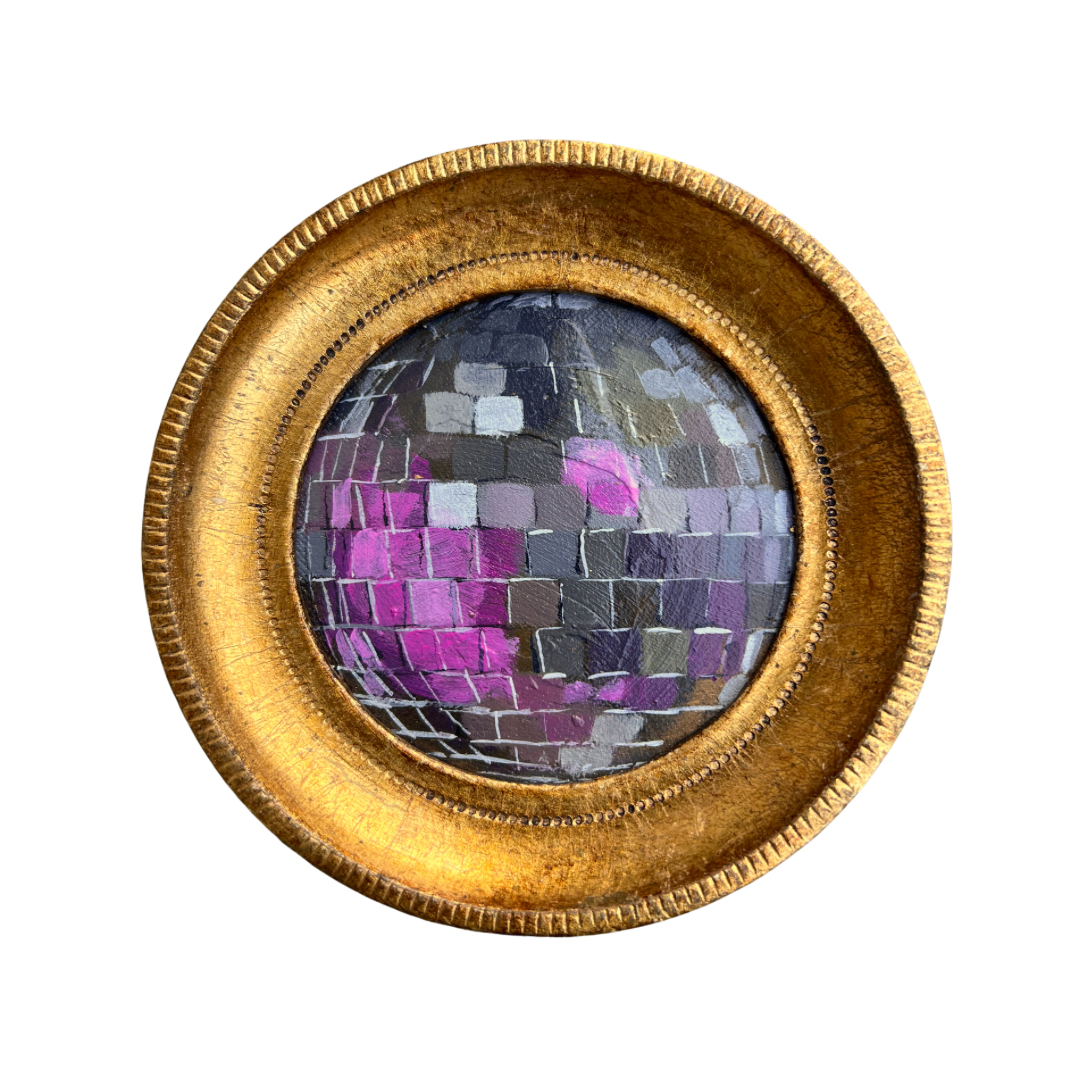 “fiore di primavera" Framed Original Disco Ball Painting