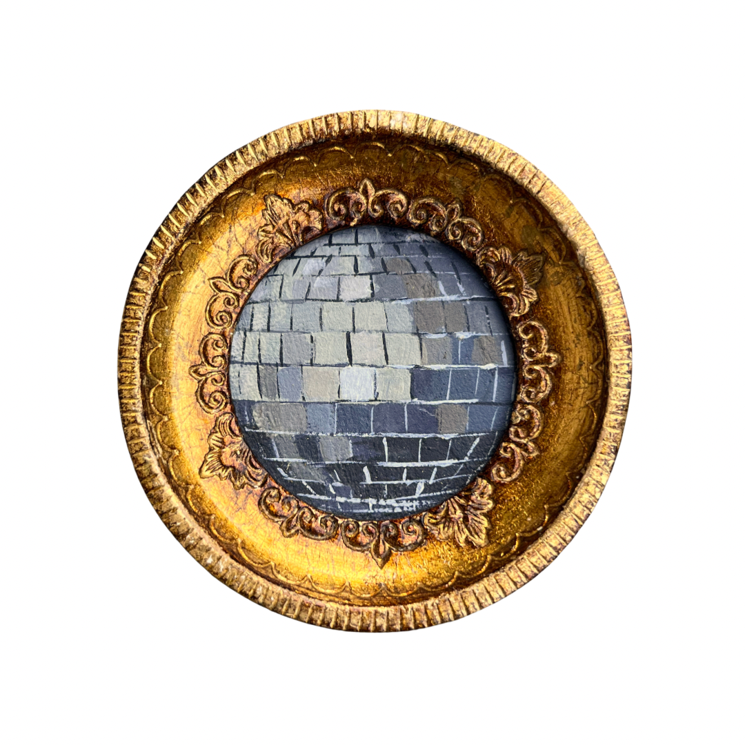 "fumo negli occhi" Framed Original Disco Ball Painting