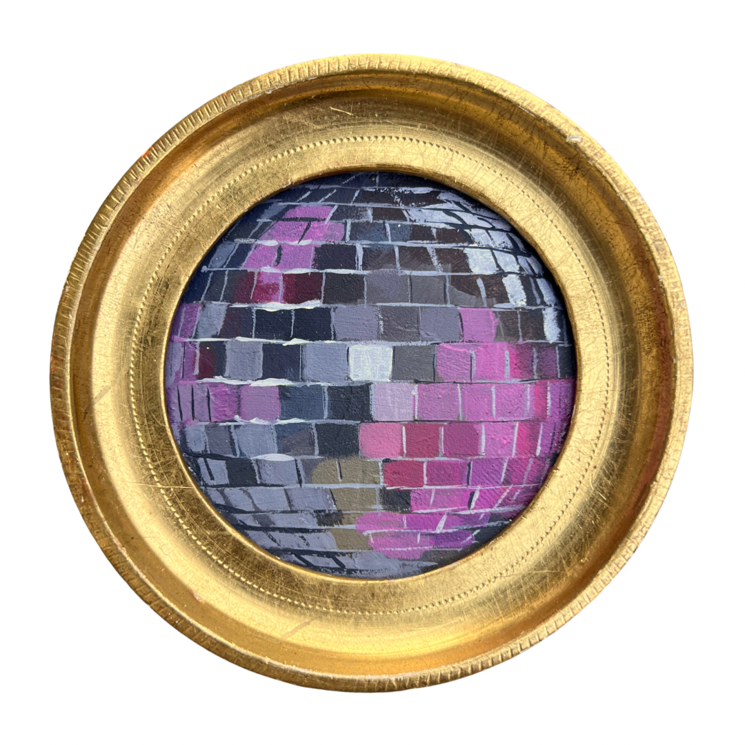 “petalo di rosa II" Framed Original Disco Ball Painting