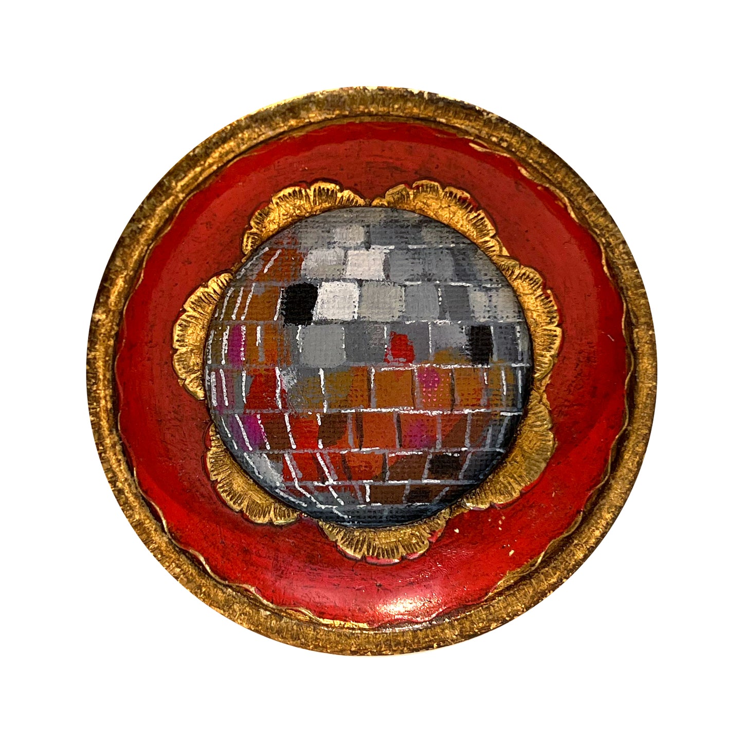 "Fiamma eterna" Framed Original Disco Ball Painting