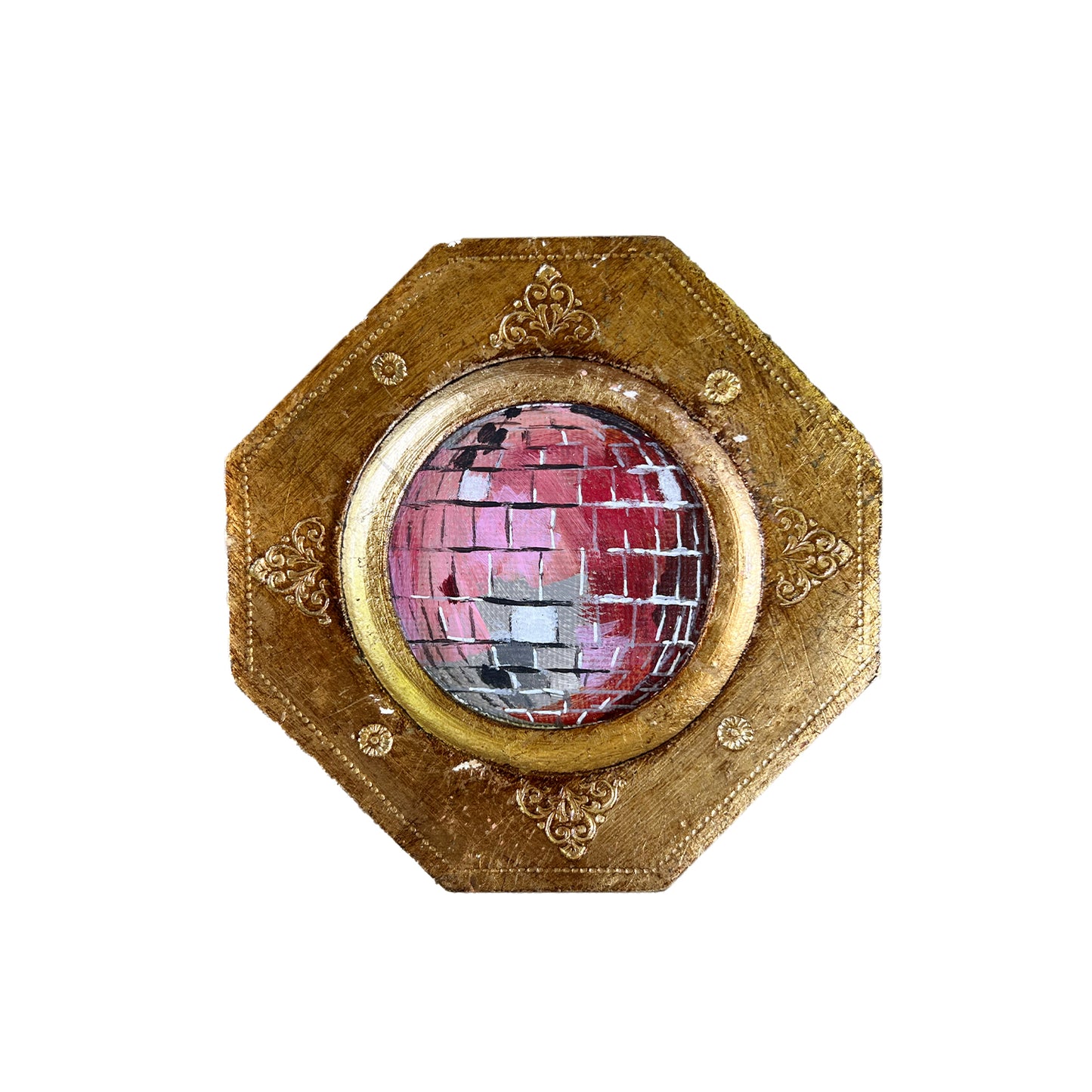 "fioritura" Framed Original Disco Ball Painting