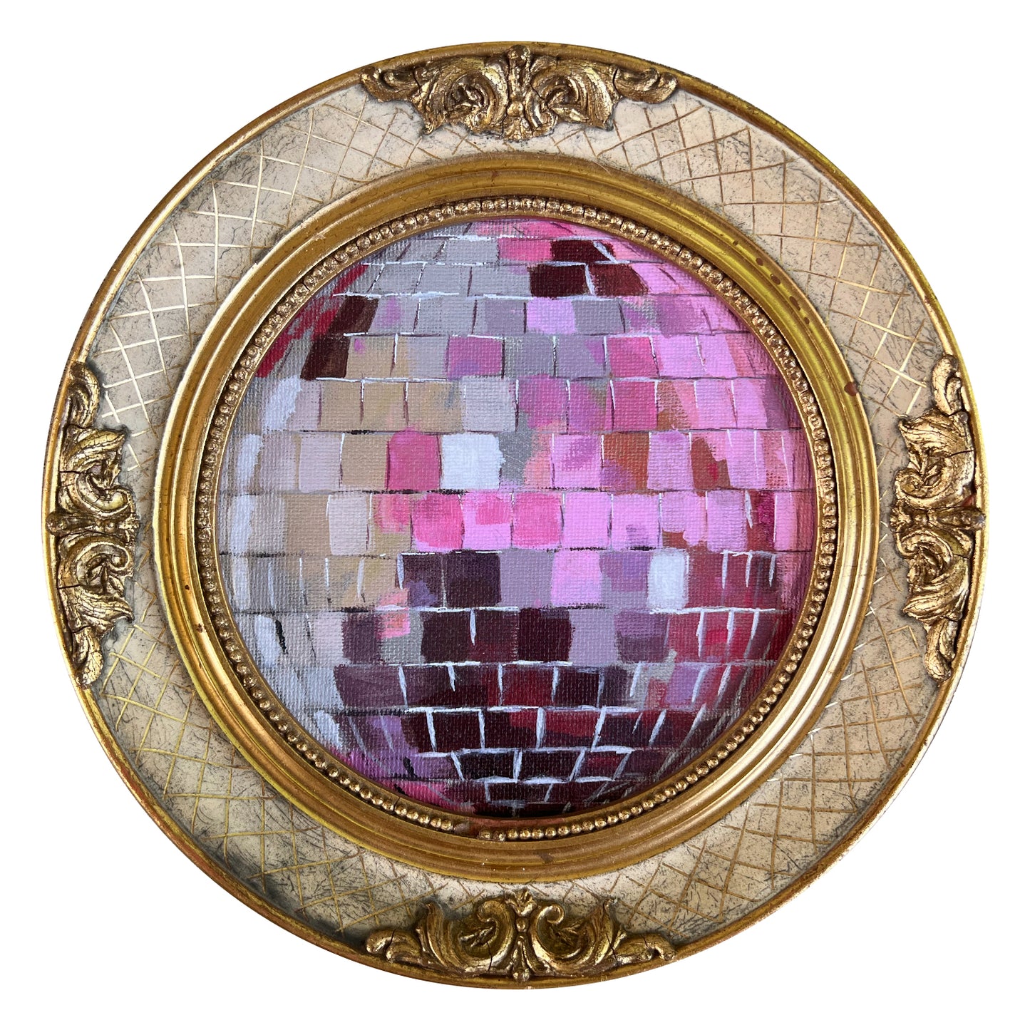 "peonia" Framed Original Disco Ball Painting