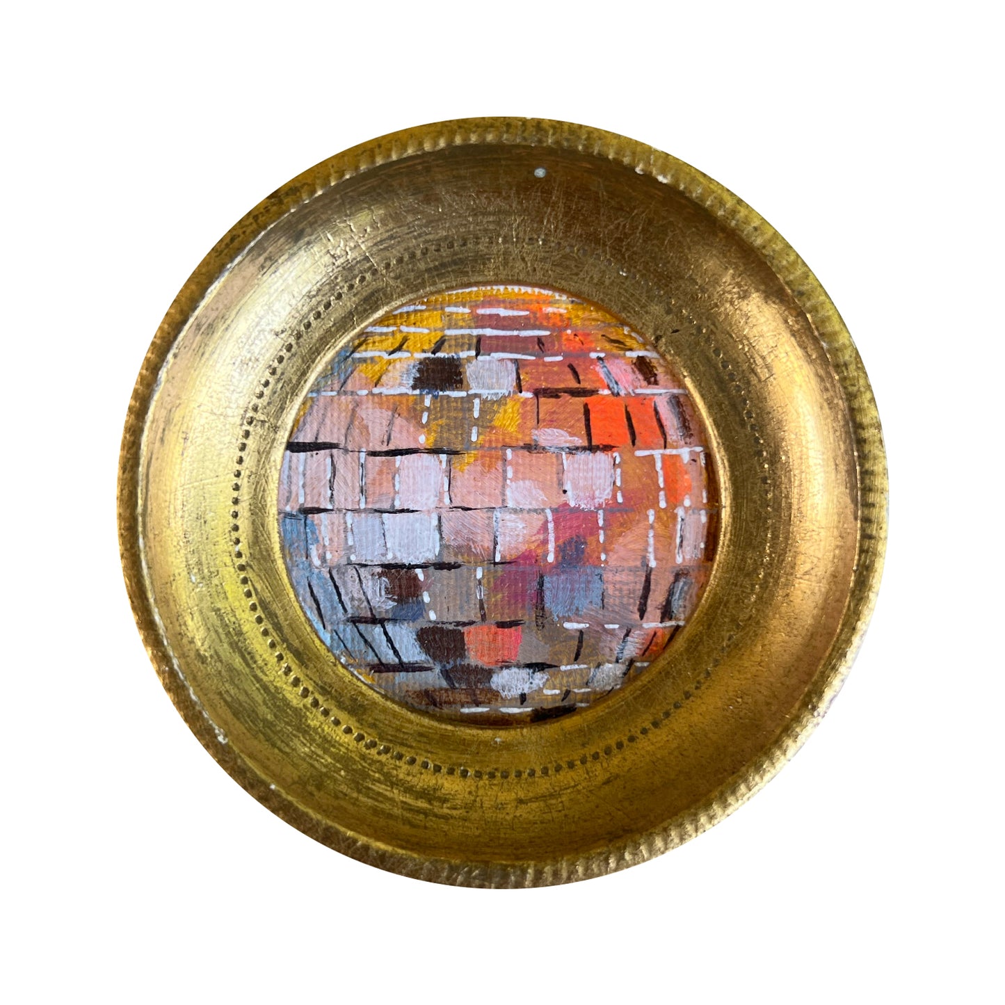 "pesche estive" Framed Original Disco Ball Painting