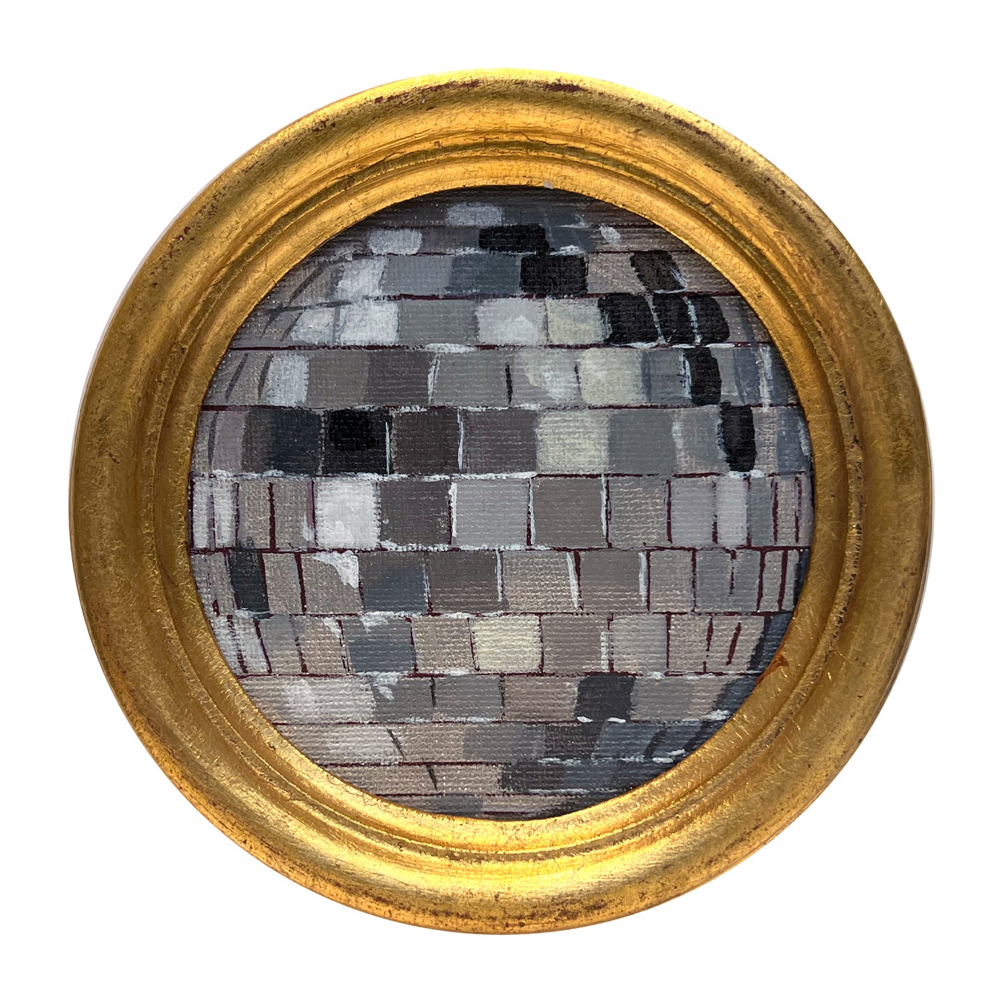 "Piuma di fumo" Framed Original Disco Ball Painting