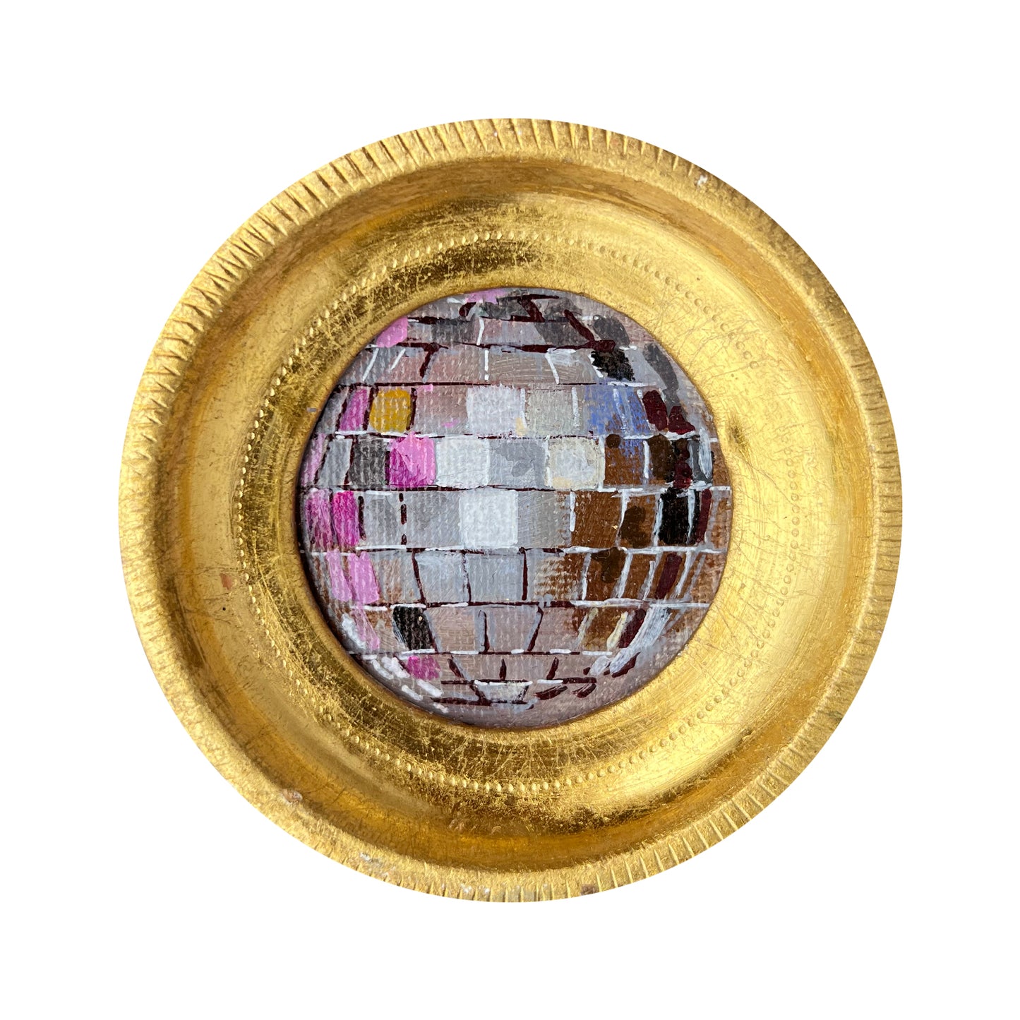 "ragazza d'oro" Framed Original Disco Ball Painting