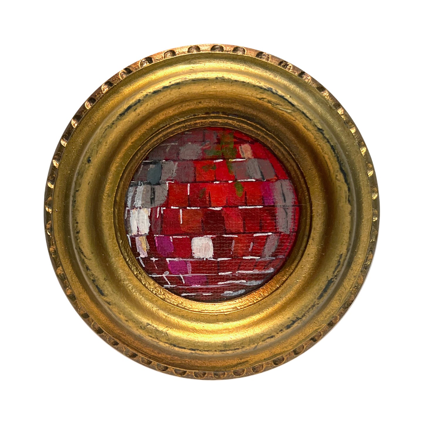 "Rosa rossa" Framed Original Disco Ball Painting