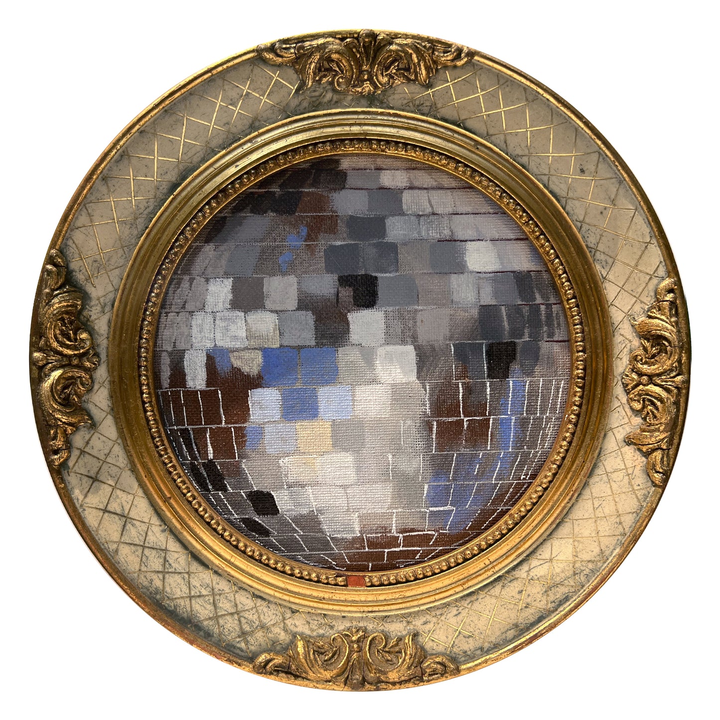 "Sfumato" Framed Original Disco Ball Painting