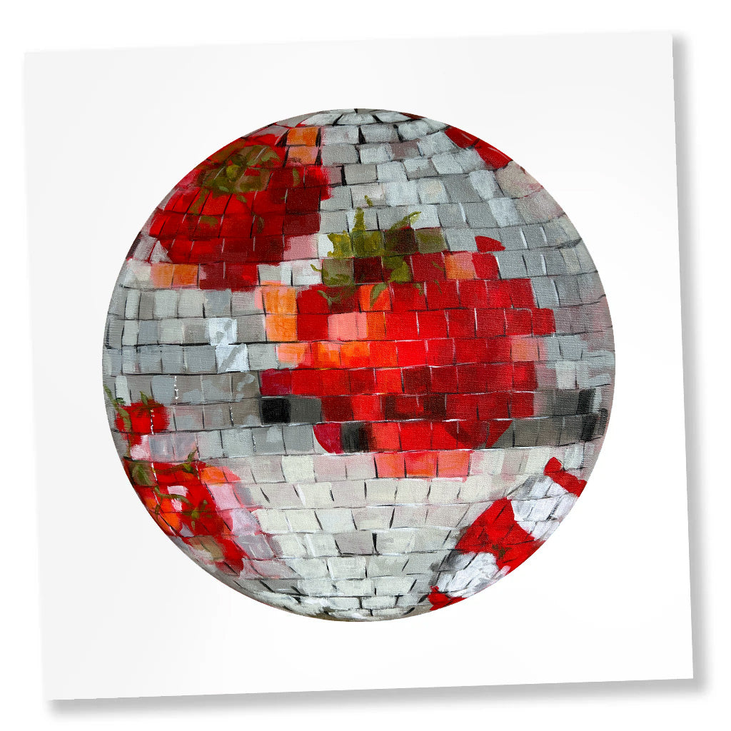"Hot House II" Tomato Disco Ball Painting Paper Art Print