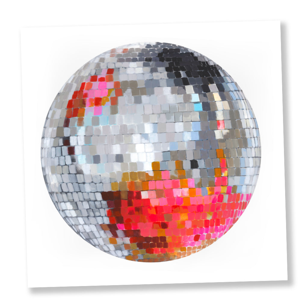 Pink Lady Disco Ball Painting Paper Print
