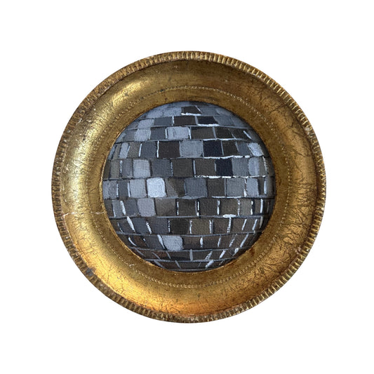 "grigio caldo II" Framed Original Disco Ball Painting