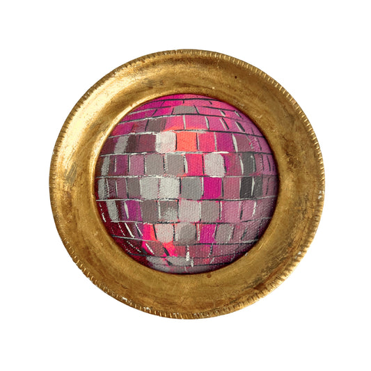 "rosa II" Framed Original Disco Ball Painting
