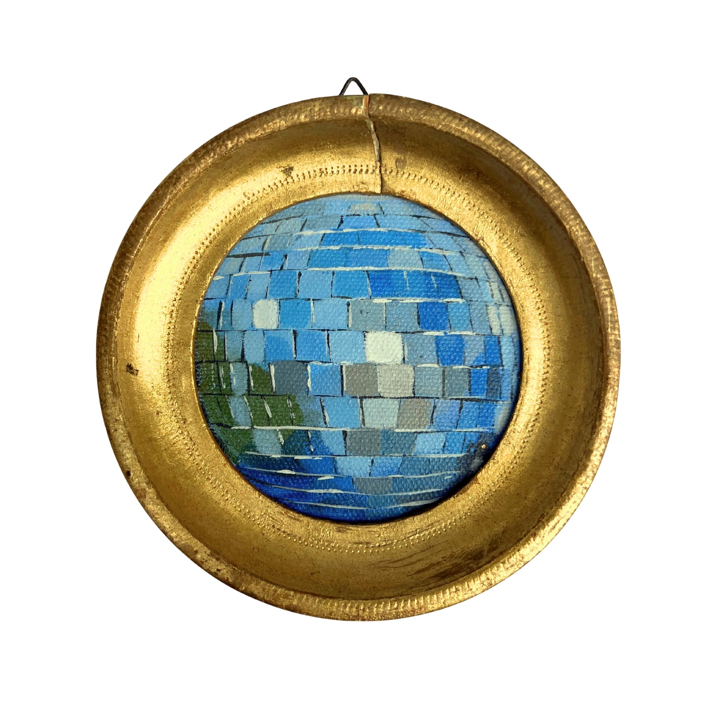"blu acqua" Framed Original Disco Ball Painting