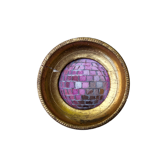 "fiori rosa” Framed Original Disco Ball Painting