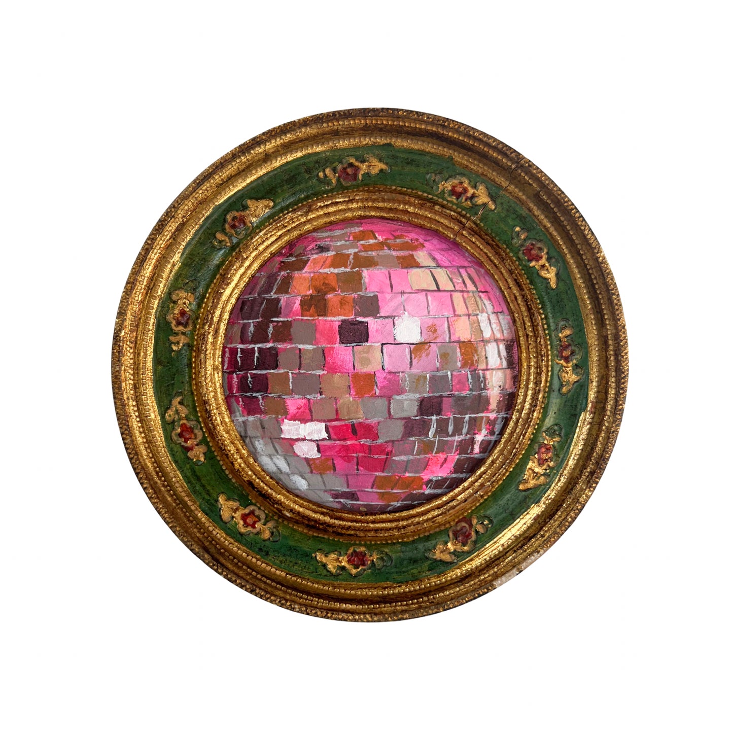 “auguri” Framed Original Disco Ball Painting