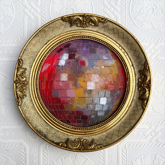 "giardino primaverile" Framed Original Disco Ball Painting