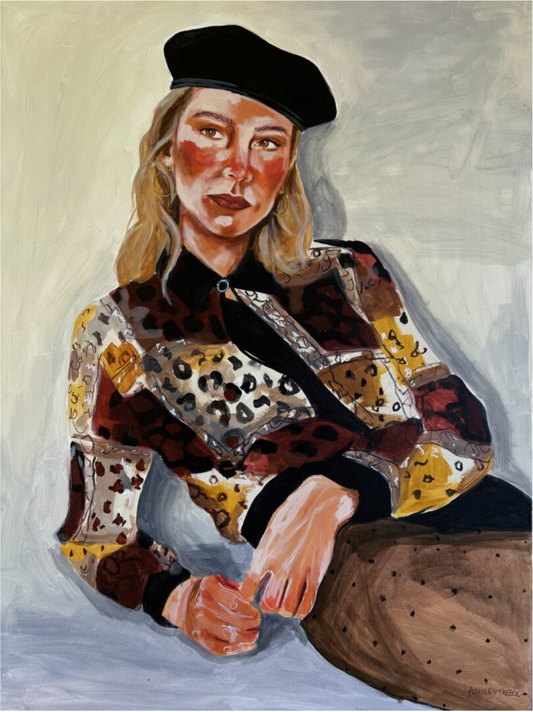 "self-portrait in a leopard leotard" Original Painting