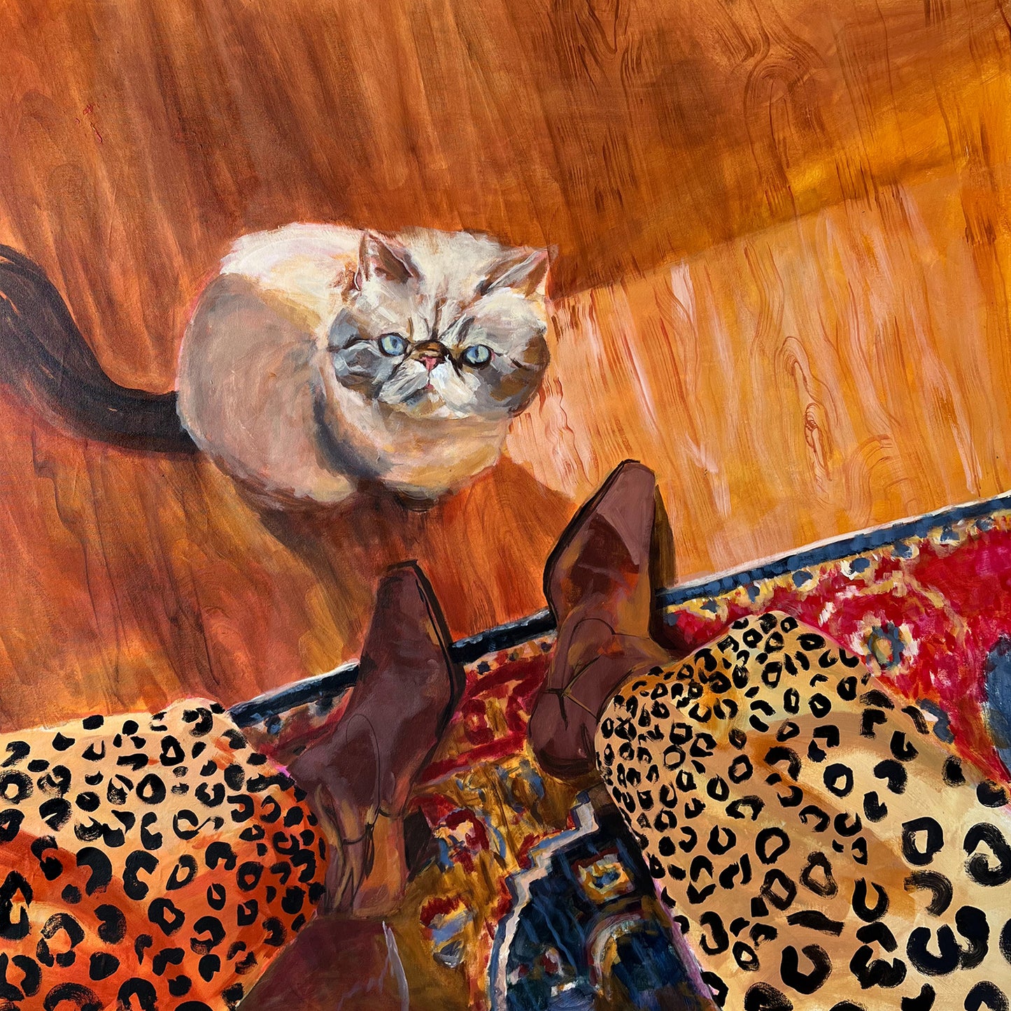 "Cat on a hard wood floor" Original Painting