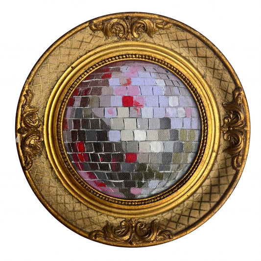 "giardino di pervinca" Framed Original Disco Ball Painting