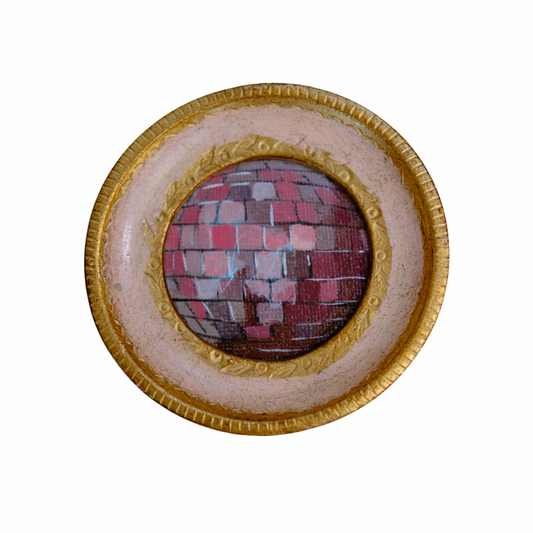 "rosa tenue" Framed Original Disco Ball Painting