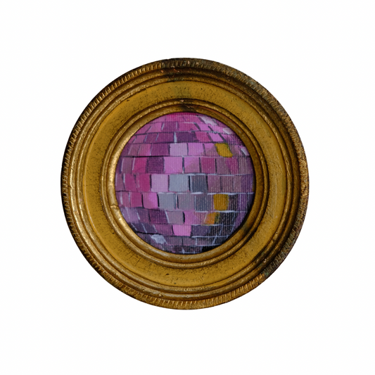 "rosa e giallo" Framed Original Disco Ball Painting
