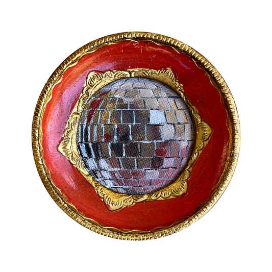 "Rosso caldo" Framed Original Disco Ball Painting