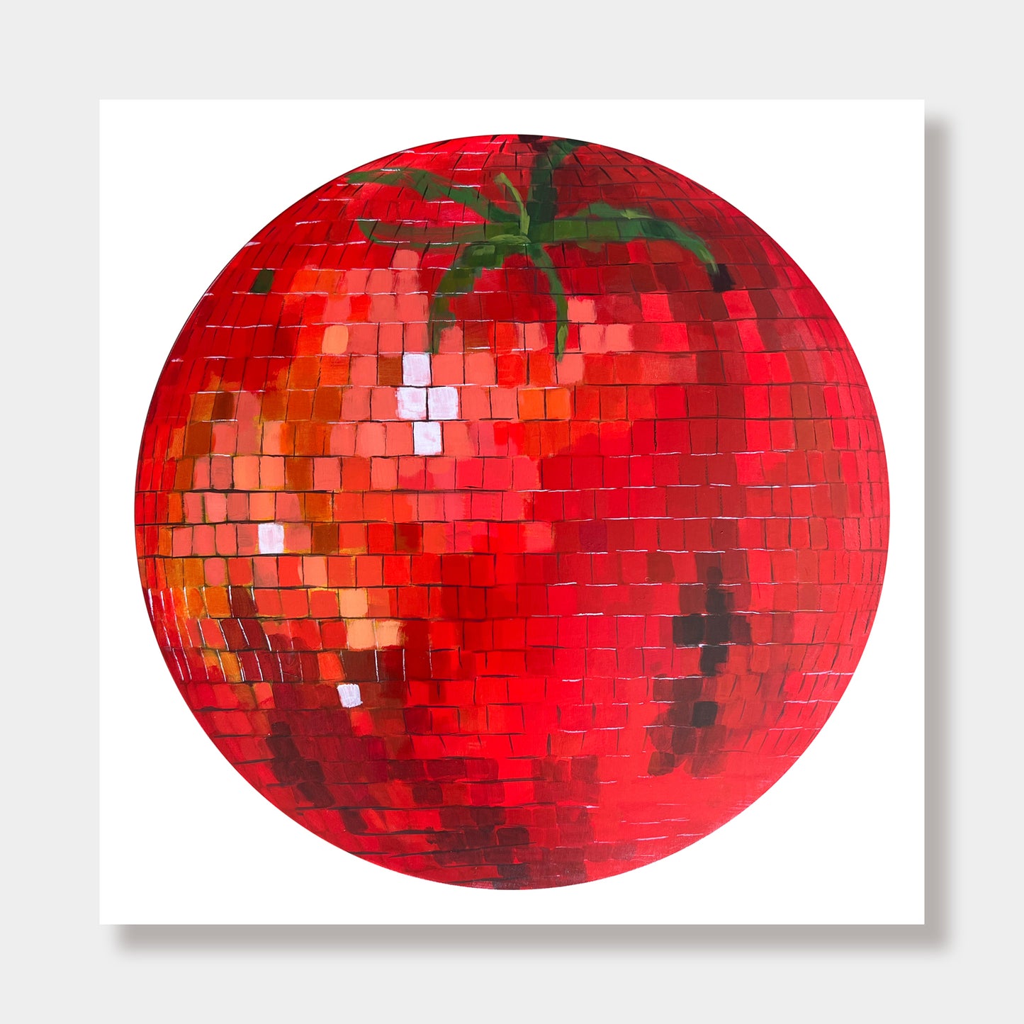 "Hot House" Tomato Disco Ball Painting Paper Print