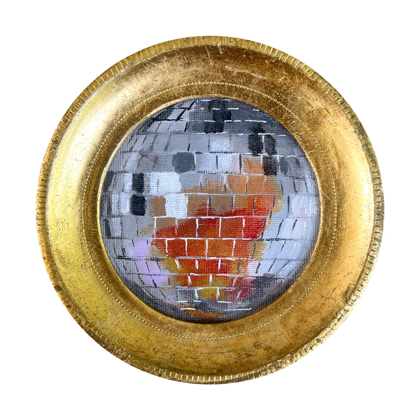 "incendio" Framed Original Disco Ball Painting