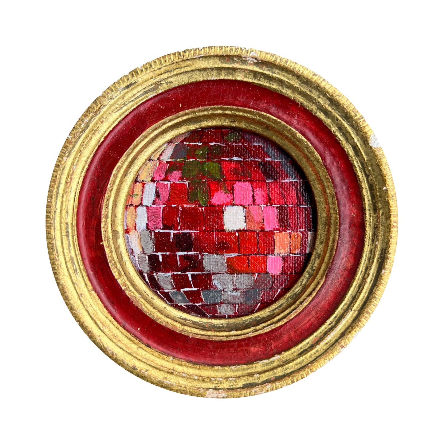 "pomodoro" Framed Original Disco Ball Painting