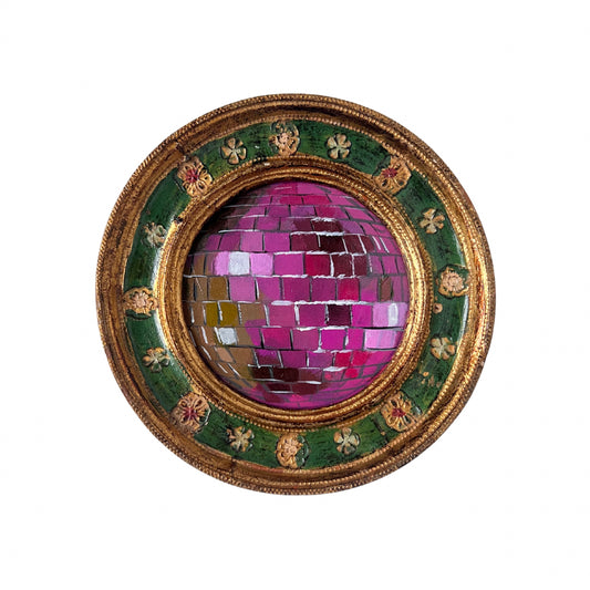 “primavera II” Framed Original Disco Ball Painting