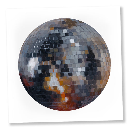 "Disco Inferno" Disco Ball Painting Paper Print